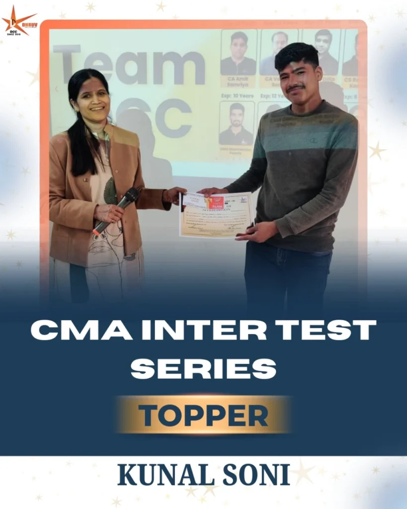 Topper of CMA Inter Test Series
