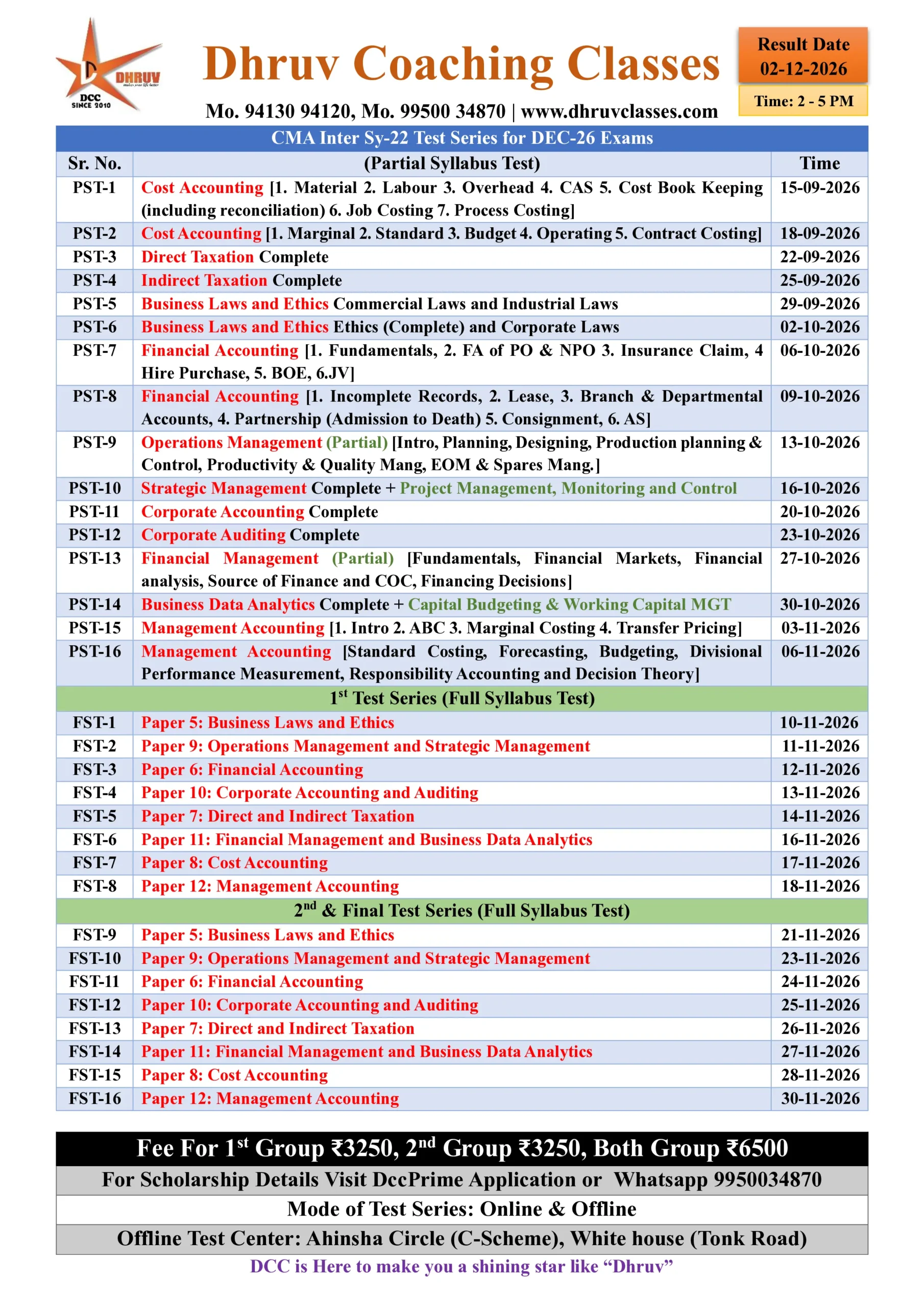 CMA Inter Test Series